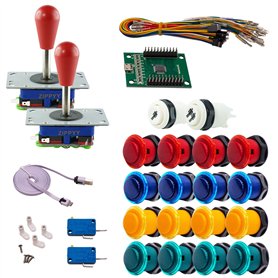 Kit Joysticks et boutons Arcade 2 Joueurs Boutons Génériques Joysticks Zippyy Tiges Longues Poires Carte XinMoTek Jeux Vidéo Ret