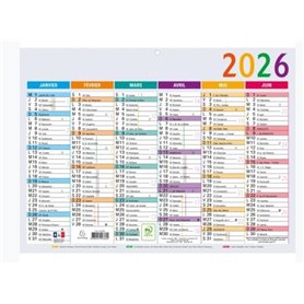 EXACOMPTA - 1 Calendrier Mural Annuelle Multicolor Double Face - Format 30 x 22 cm - Janvier 2026 à Décembre 2026