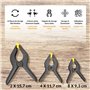 FISHTEC - Kit Complet de Serrage pour Travaux Bois - 16 Pièces : 14 Pinces de Serrage à Ressorts (3 Tailles) + 2 Serres-Joints à
