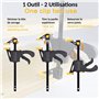 FISHTEC - Kit Complet de Serrage pour Travaux Bois - 16 Pièces : 14 Pinces de Serrage à Ressorts (3 Tailles) + 2 Serres-Joints à