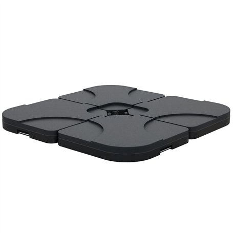 Outsunny Lot de 4 Pied de Parasol Poids de lestage carré avec poignée pour Parasol A remplir d'eau jusqu'à 60 kg ou de Sable jus