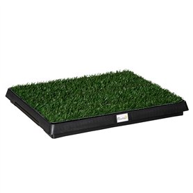 PawHut Litière Bacs à litières pour Chiens Gazon synthétique Toilettes Chien Portables à pelouse tiroir à déjection 63L x 51l x