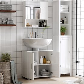 kleankin Armoire Murale Miroir de Salle de Bain avec Portes et étagère réglable - dim. 54L x 15