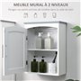 kleankin Meuble WC Suspendu Armoire à Pharmacie Murale Armoire Salle de Bain Rangement avec Porte et étagère réglable - 41 x 18,