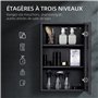 kleankin Miroir de Salle de Bain Porte en Alu + Cadre en Acier Inoxydable Murale Armoire à Glace avec 1 Porte Miroir et 2 étagèr