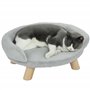 PawHut Canapé pour Chien lit pour Chien Chat Animal Domestique Amovible Lavable revêtement en Peluche Pieds en Bois de pin Solid