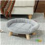 PawHut Canapé pour Chien lit pour Chien Chat Animal Domestique Amovible Lavable revêtement en Peluche Pieds en Bois de pin Solid
