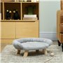PawHut Canapé pour Chien lit pour Chien Chat Animal Domestique Amovible Lavable revêtement en Peluche Pieds en Bois de pin Solid