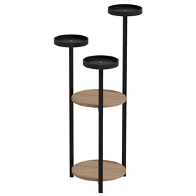 Outsunny Étagère à plantes en bois piédestal étagères rondes à fleurs support de pots de fleurs 5 niveaux pour extérieur intérie