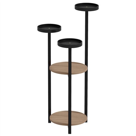Outsunny Étagère à plantes en bois piédestal étagères rondes à fleurs support de pots de fleurs 5 niveaux pour extérieur intérie