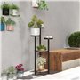 Outsunny Étagère à plantes en bois piédestal étagères rondes à fleurs support de pots de fleurs 5 niveaux pour extérieur intérie