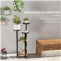 Outsunny Étagère à plantes en bois piédestal étagères rondes à fleurs support de pots de fleurs 5 niveaux pour extérieur intérie
