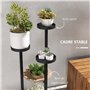 Outsunny Étagère à plantes en bois piédestal étagères rondes à fleurs support de pots de fleurs 5 niveaux pour extérieur intérie