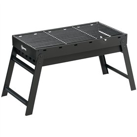 Outsunny Barbecue au charbon de bois portable pliable BBQ grill sur pieds avec bassin à charbon extractible 74L x 30l x 37H cm
