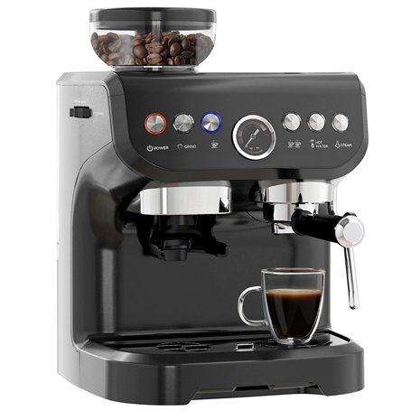 HOMCOM Machine à expresso machine à café à grains 1600W avec moulin à grains