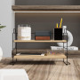HOMCOM Organisateur de Bureau, étagère de Rangement de Bureau à 2 Niveaux, étagère en Bois et Structure métal Noir, 42 x 16,5 x 