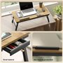 HOMCOM Table de lit Pliable et réglable, Plateau pour Ordinateur Portable avec Plateau inclinable, tiroir, Bureau de lit en Bamb