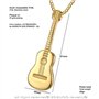 LE BAGACIER - Pendentif Guitare Voyageur Gipsy Acier Plaqué Or + Chaîne