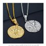 BOBIJOO Jewelry - Pendentif Collier Médaille Veni Sancte Spiritus Saint Esprit Acier Doré Or Plaqué Chaîne