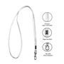Lot de Tour de Cou avec Attache à Clip métallique - Cordon de Cou pour porte Badge Carte d'Identification (Blanc, 100)
