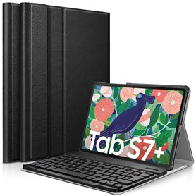 KARYLAX Étui de Protection Slim (Noir) + Clavier Bluetooth pour Samsung Galaxy Tab S8 Plus 2022 / Tab S7 FE 2021 / Tab S7 Plus 2