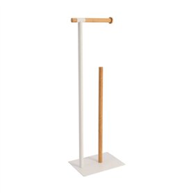 Dérouleur avec réserve métal Blanc et Bambou - Blanc