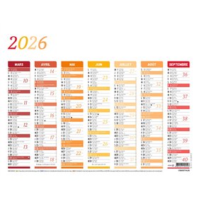 OBERTHUR - 1 Calendrier Mural Scolaire - Format 27 x 21 cm - Août 2025 à Septembre 2026