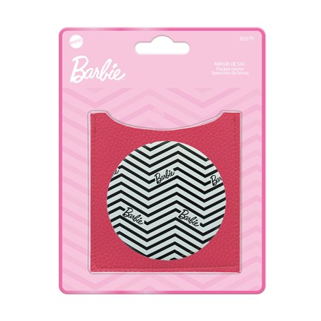 Barbie – Miroir de Poche Compact Nomade – Double Face Grossissant – Étui Protecteur Stylé – Idéal Sac à Main Voyage – Accessoire