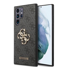 Guess GUHCS24L4GMGGR Coque Rigide pour S24 Ultra S928 Noir 4G Big Metal Logo