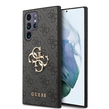 Guess GUHCS24L4GMGGR Coque Rigide pour S24 Ultra S928 Noir 4G Big Metal Logo