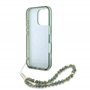 CG MOBILE Guess GUHMP16LHCPOFPA Coque pour iPhone 16 Pro 6,3" Vert Coque Rigide IML Fleurs Allover Electro avec Sangle Perle
