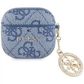 CG Mobile Guess 4G Strass Charm Case pour AirPods 4 (Bleu)