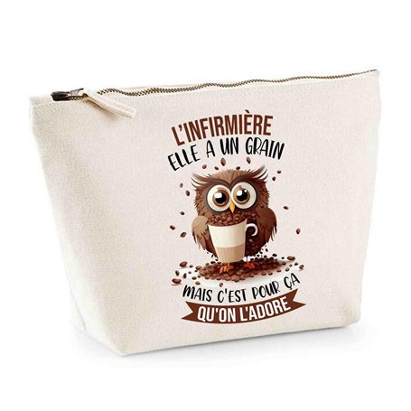 Trousse L'Infirmière Elle a Un Grain | Pochette Toilette Maquillage Idée Sac Cadeau