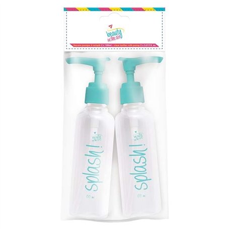 Beauty In the Air - Lot de 2 Flacons Pompe 100 ML - Idéal pour les Voyages - Plastique Transparent et Résistant - Réutilisable
