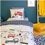 CÔTE DECO Parure de lit imprimée 140x200 cm Enfant réversible- Housse de Couette 140x200 cm + 1 Taie d'oreiller 63x63 cm Motif P