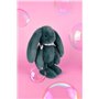 DOUDOU ET COMPAGNIE - Lapin Fleurette Eucalyptus 35 cm – Peluche Ultra Douce Vert Foncé – Doudou Bébé dès la Naissance – Foulard
