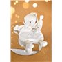 DOUDOU ET COMPAGNIE - Doudou Cape Ours BLANC Peluche Bébé - Ultra Doux et Plat avec Bonnet Doré - Collection Anniversaire 25 ANS