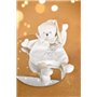 DOUDOU ET COMPAGNIE - Doudou Cape Ours BLANC Peluche Bébé - Ultra Doux et Plat avec Bonnet Doré - Collection Anniversaire 25 ANS