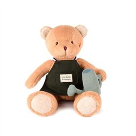 DOUDOU ET COMPAGNIE - 1 Peluche Ours Jardinier - 28 Cm - Collection Botanique - Peluche Déco avec Tablier & Arrosoir - Ours Doux