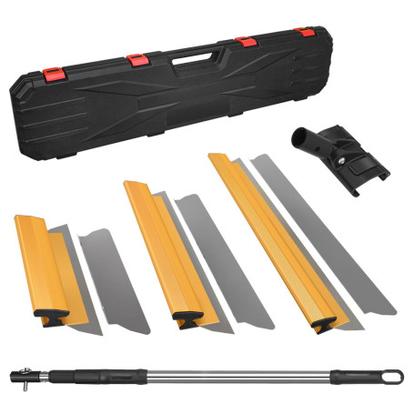 MOPEI Kit Lame à Lisser pour Plaquiste | 30cm, 50cm & 80cm Lame à Lisser | Lame en Acier Inoxydable Interchangeable | Perche d'e