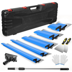 HIUYRFS Kit de spatules de surface – Lames de mastic 15 cm, 25 cm, 40 cm, 60 cm et 80 cm + manche d'extension de 85 cm à 130 cm,
