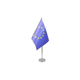 AZ FLAG - Drapeau De Table Europe Prestige - Drapeau Européen - Union Européenne - UE De Bureau en Satin avec Hampe De 30cm Et S