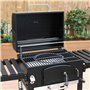 Barbecue Grill Charbon de Bois - Bernard Noir - Fumoir avec récupérateur de Cendres, aérateurs, bac Charbon Ajustable et tablett