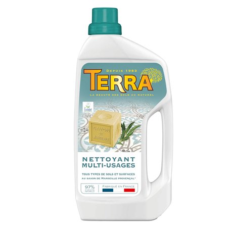 TERRA Nettoyant Multi-Usages Tous Types de Sols & Surfaces | Au savon de Marseille fabriqué en Provence | 97% d'ingrédients d'or