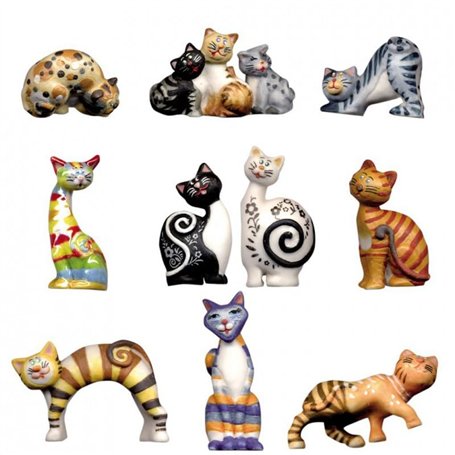 FaisTonGateau - fèves thème La Famille Chat - Fèves de Collection pour Galette de Rois Epiphanie - Fèves Multicolores
