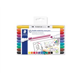 STAEDTLER 3010 TB10 Lot de 10 marqueurs double fibre effaçable à sec