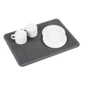 Tapis d'égouttage Mod. Damon séchage rapide diatomite cuisine absorbant pieds en silicone papier abrasif inclus 40x30 cm gris hy
