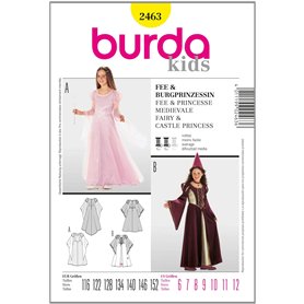 Burda B2463 Patron de Couture Fée et Princesse Médiévale 19 x 13 cm
