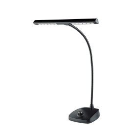K&M 12298 Lampe de piano à LED noire - abat-jour de 30 cm - 12 LED à intensité variable - avec col de cygne
