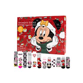 Calendrier de l'Avent Disney Minnie Mouse avec 12 paires de chaussettes taille 38-43 pour femmes Calendrier de Noël avec baskets